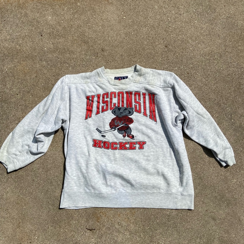 Vintage Galt Sand Wisconsin Badgers Hockey Graphic Sweater size L